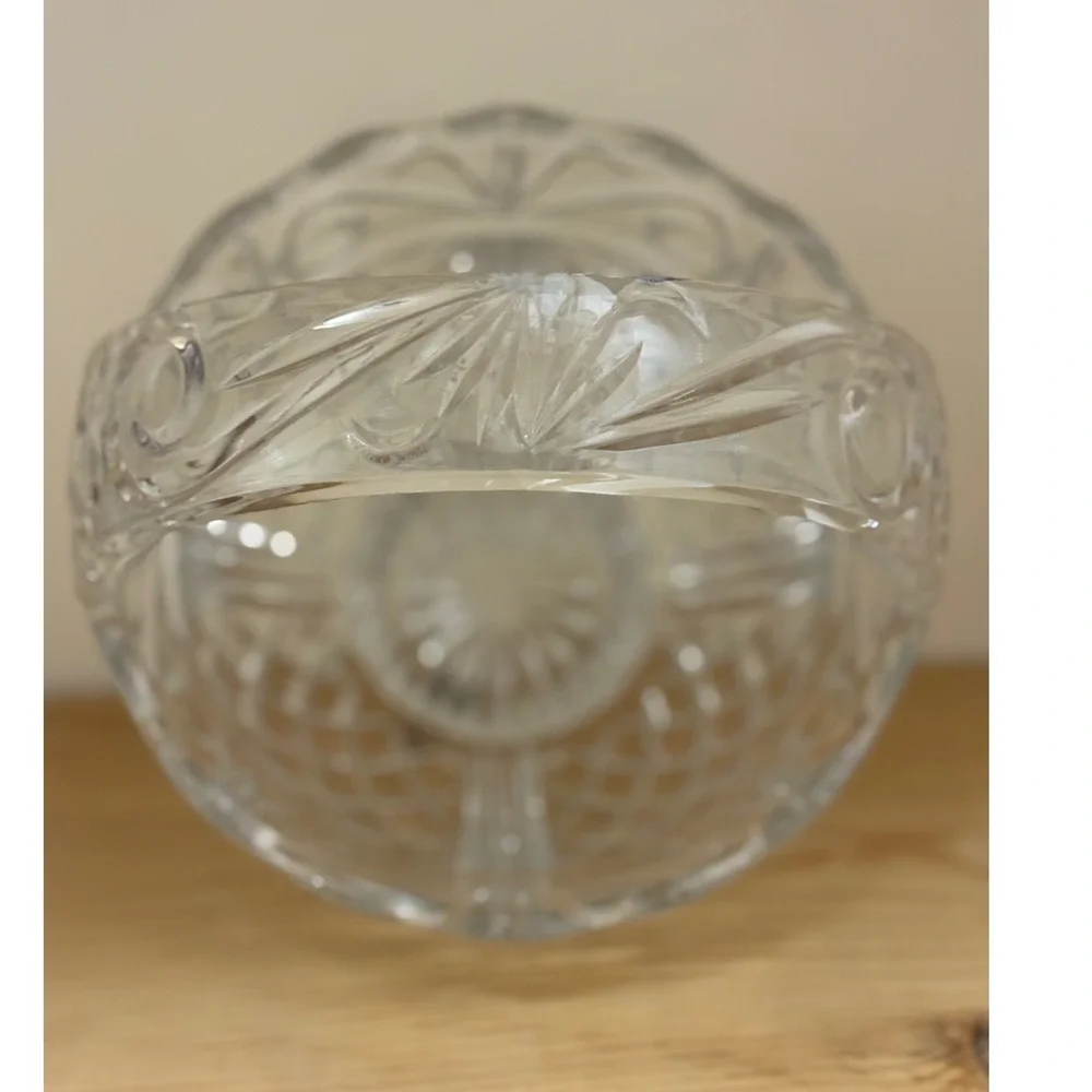 Vintage Crystal Glass Basket‎ Candy Dish Fruit Bowl with Handle for Home Decor
